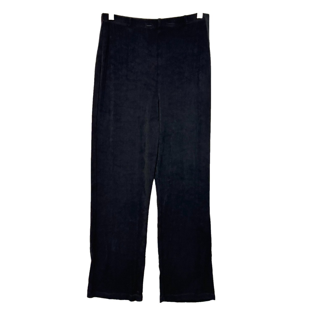 Chico's Pants Women 1 Black M Travelers Straight Leg Ribbed Knit Pull On Regular